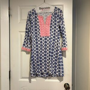 Vineyard Vines Blue and Pink Printed Girls Tunic Dress
